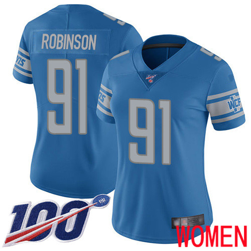 Detroit Lions Limited Blue Women Ahawn Robinson Home Jersey NFL Football #91 100th Season Vapor Untouchable->women nfl jersey->Women Jersey